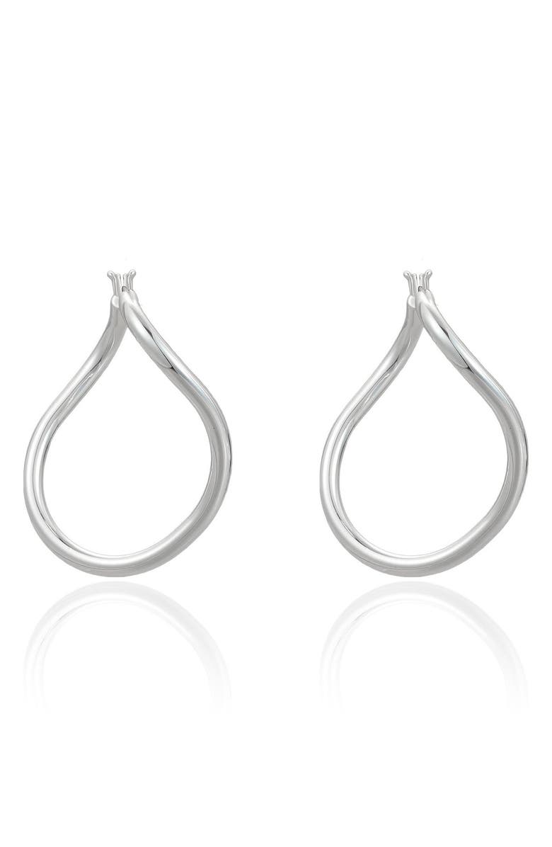 Ettika Thin Strand Hoop Earrings, Alternate, color, Silver