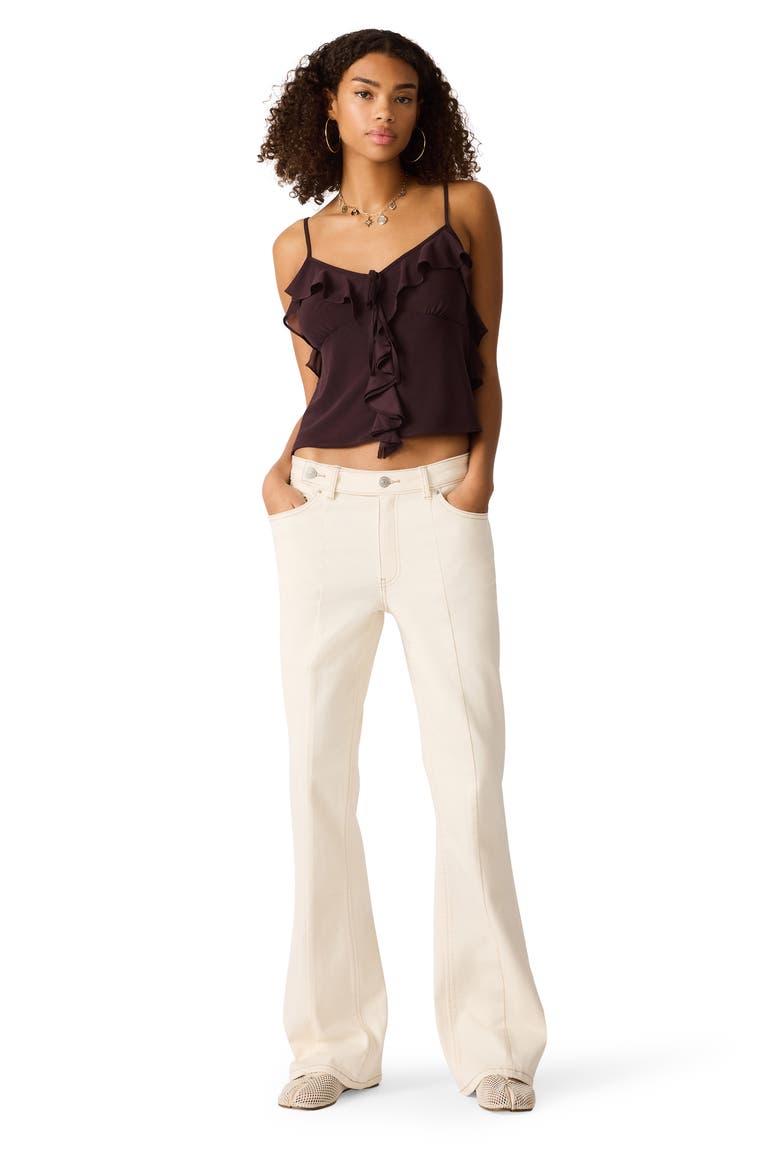 Roue Ruffle Tie Front Camisole, Alternate, color, CHOCOLATE