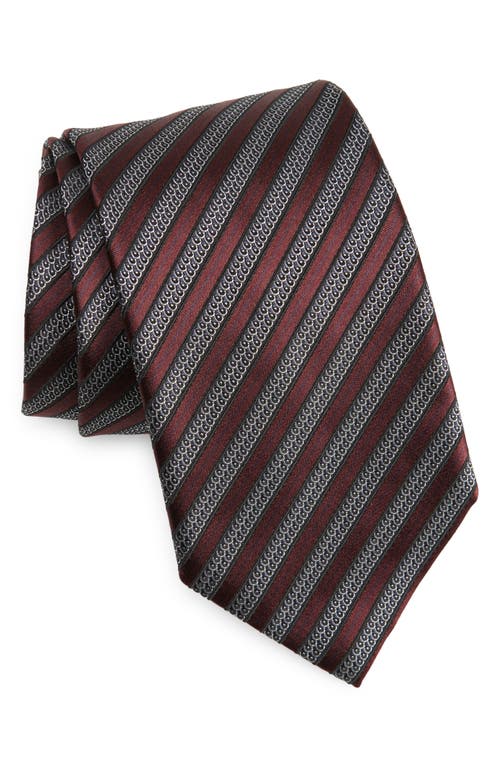 ZEGNA TIES Stripe Silk Tie in Burgundy 