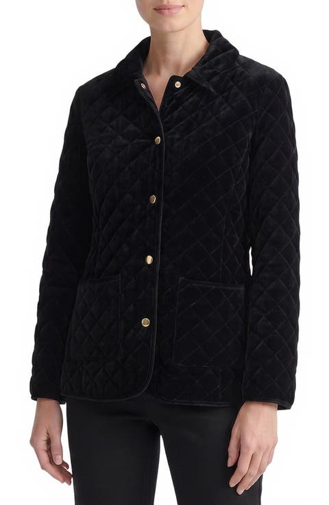 Quilted Stretch Velvet Jacket