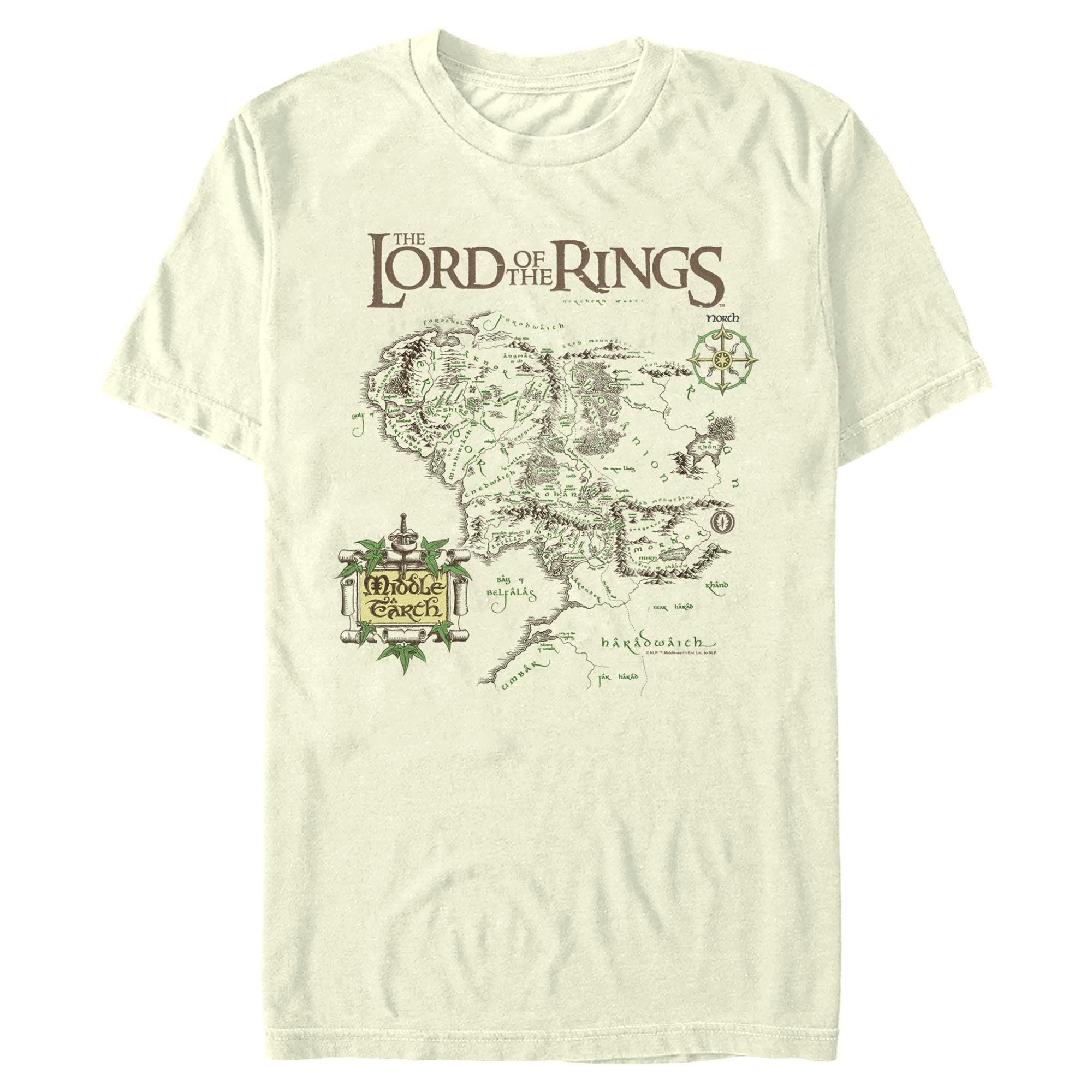 The Lord of the Rings Men's Middle Earth Map Short Sleeve Graphic T ...