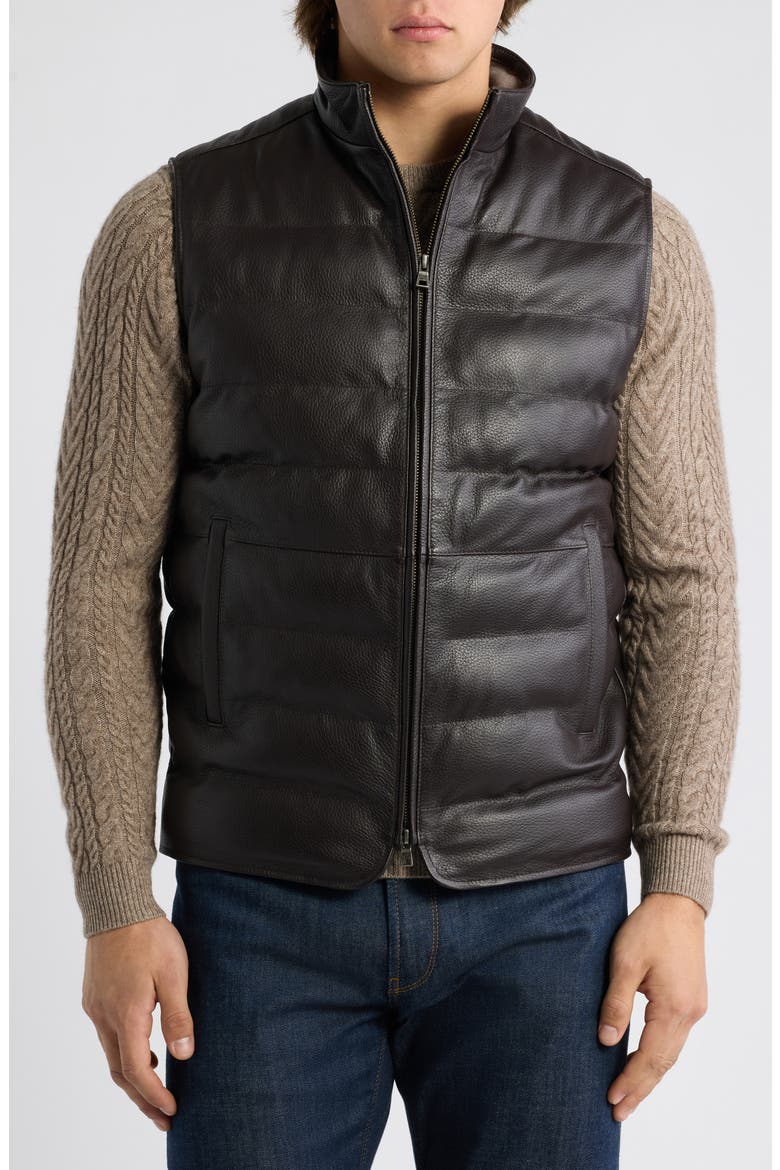 Crown Craft Deerskin Leather Quilted Vest, Alternate, color, ESPRESSO