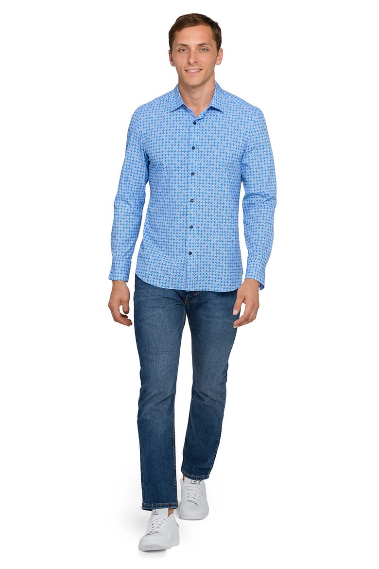 Quadruple Diamond Woven Long Sleeve Basic, Alternate, color, CHAMBRAY BLUE