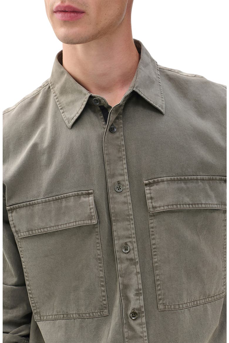 Finch Cotton & Lyocell Button-Up Overshirt, Alternate, color, BROWN