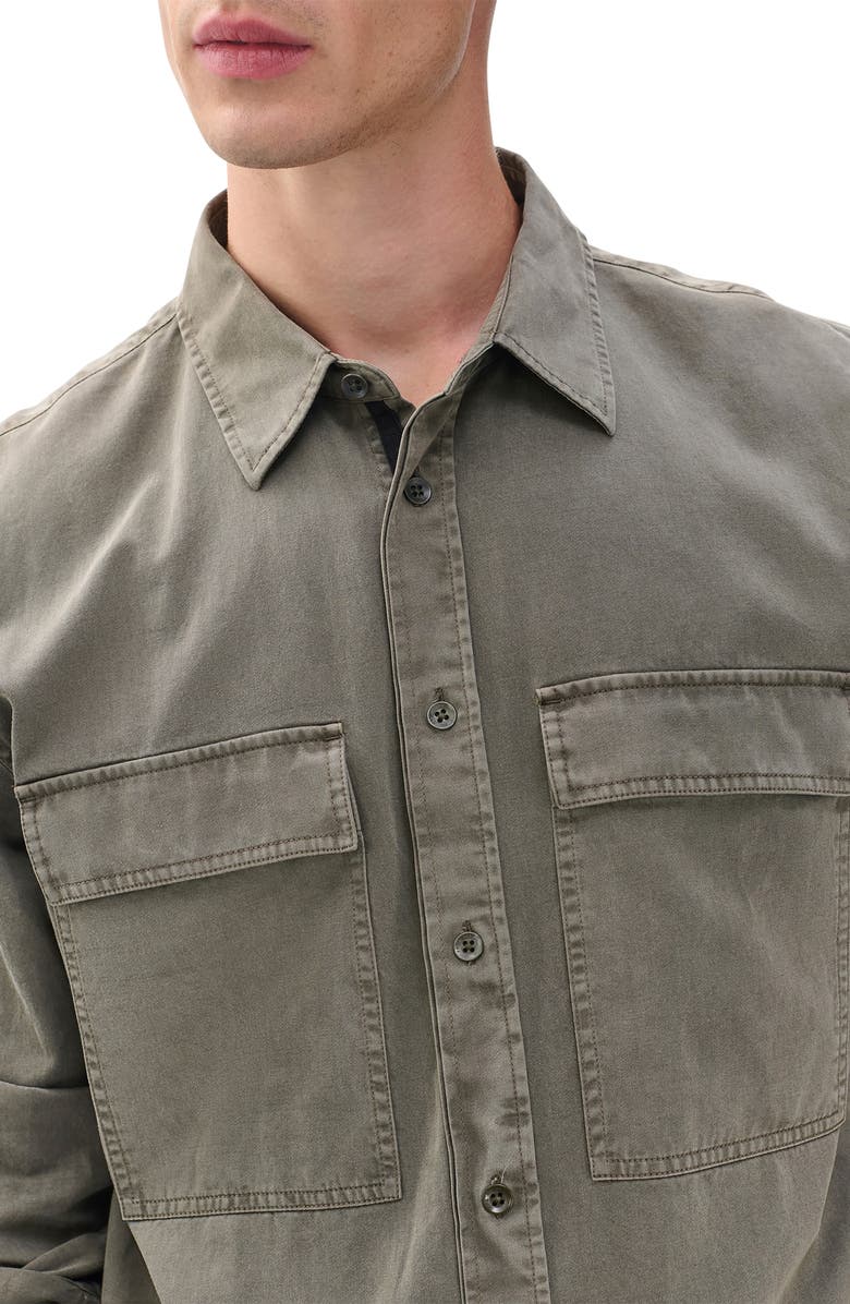 rag & bone Finch Cotton & Lyocell Button-Up Overshirt, Alternate, color, Brown