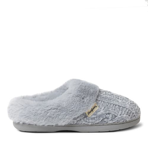 Dearfoams Womens Claire Cable Knit Chenille Clog Slipper In Sleet