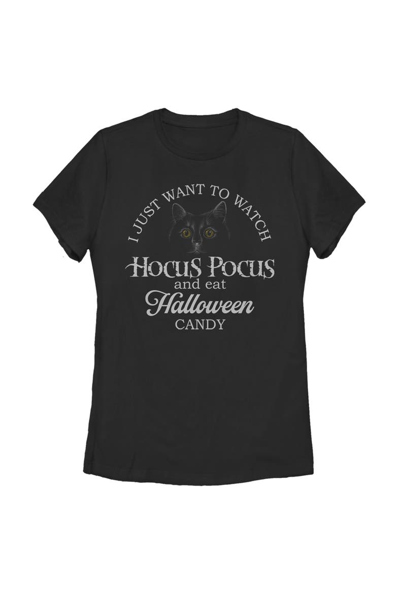 Women's Hocus Pocus Just Want to Eat Halloween Candy  Graphic T-Shirt, Main, color, Black