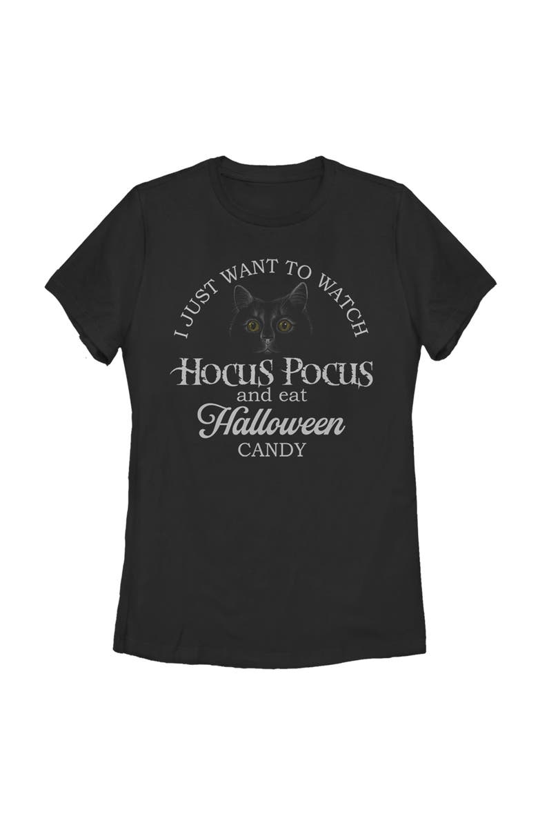 Hocus Pocus Women's Hocus Pocus Just Want to Eat Halloween Candy  Graphic T-Shirt, Main, color, Black