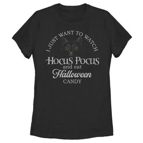 Women's Hocus Pocus Just Want to Eat Halloween Candy  Graphic T-Shirt