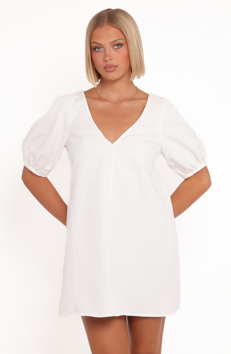 Petal & Pup Coleman Puff Sleeve Cotton Minidress, Alternate, color, Cream