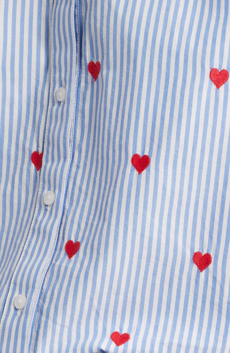Caslon<sup>®</sup> Embroidered Heart Button-Up Shirt, Alternate, color, Blue Sweep Heart Stripe