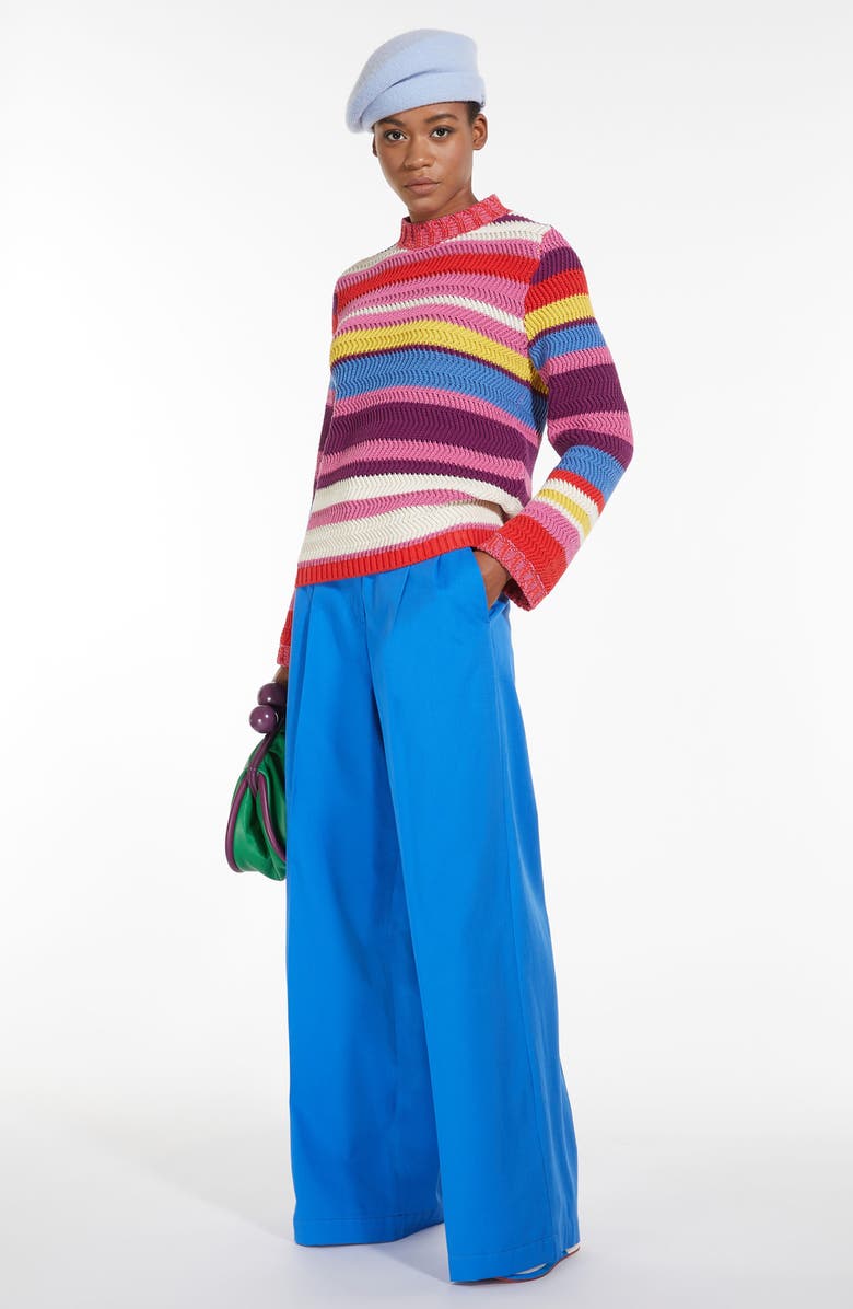 Weekend Max Mara Kabir Multicolor Stripe Cotton Blend Sweater, Alternate, color,