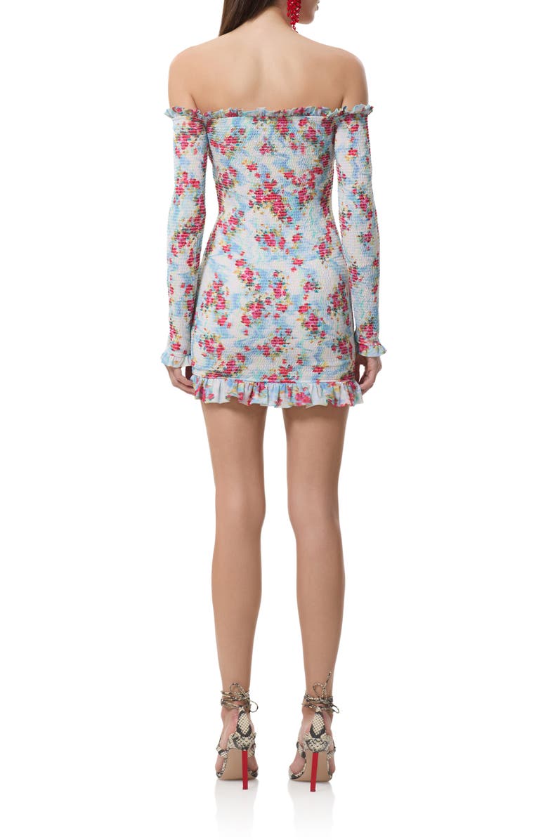 AFRM Peck Floral Off the Shoulder Smocked Long Sleeve Minidress, Alternate, color, Digital Floral