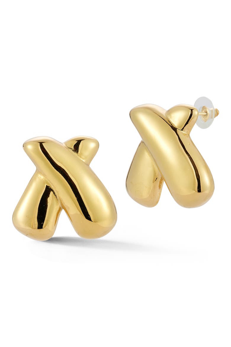 X Stud Earrings, Main, color, GOLD