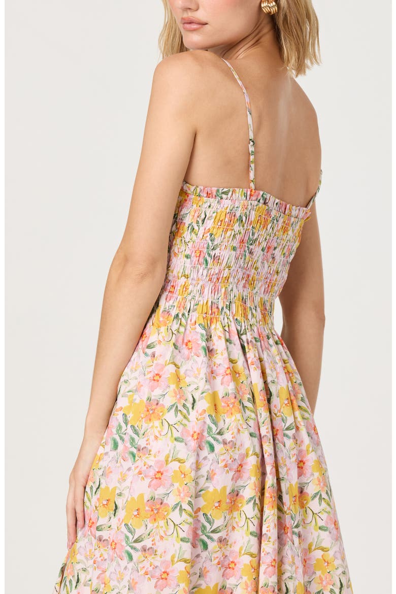 Floral Print A-Line Dress, Alternate, color, PINK YELLOW FLORAL