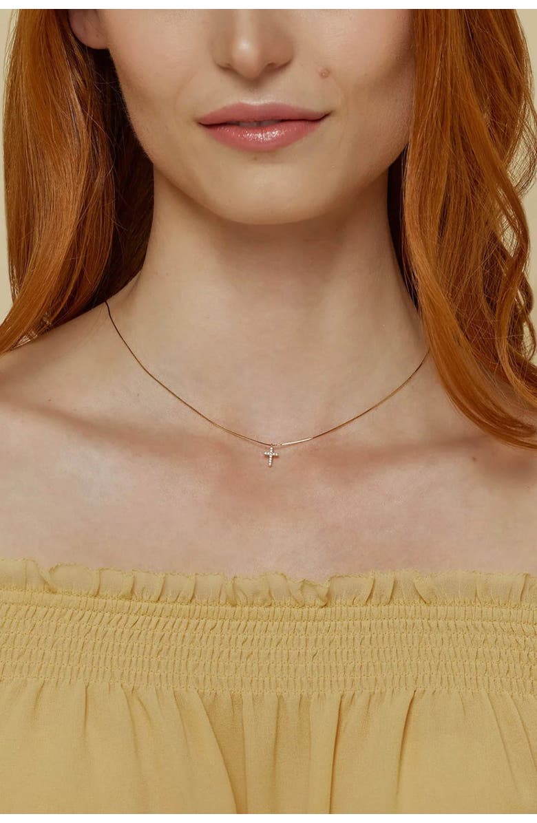 Bearfruit Jewelry Sterling Silver 18k Gold Plated Weiss Cross Necklace Holiday Gift Idea, Alternate, color, Gold