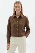 Exquise Seleneelle Long Sleeve Linen Crop Jacket