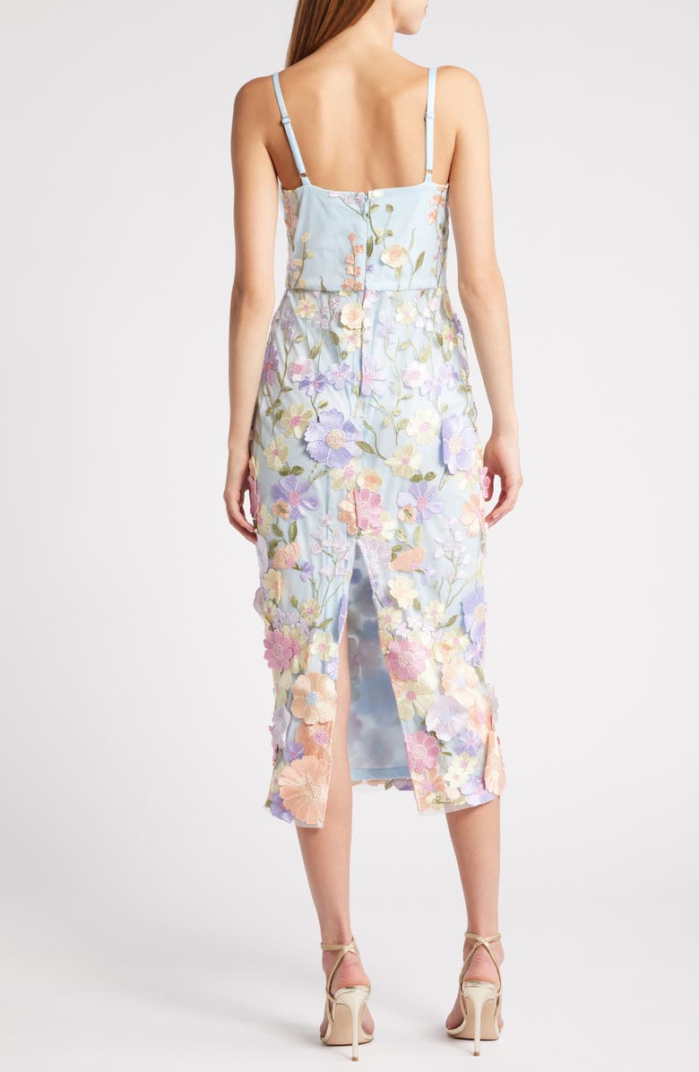 bebe Floral Embroidery Midi Dress, Alternate, color, Blue Multi