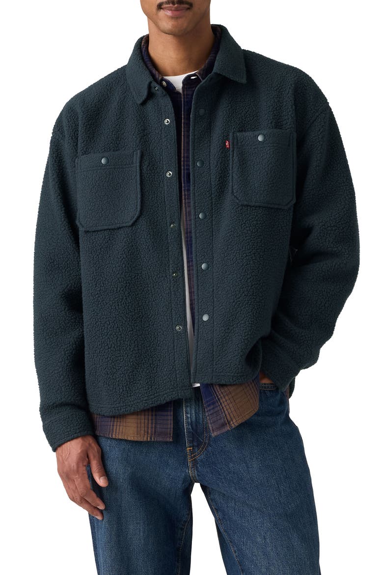 High Pile Fleece Worker Jacket, Main, color, NIGHTFALL NAVY SHERPA