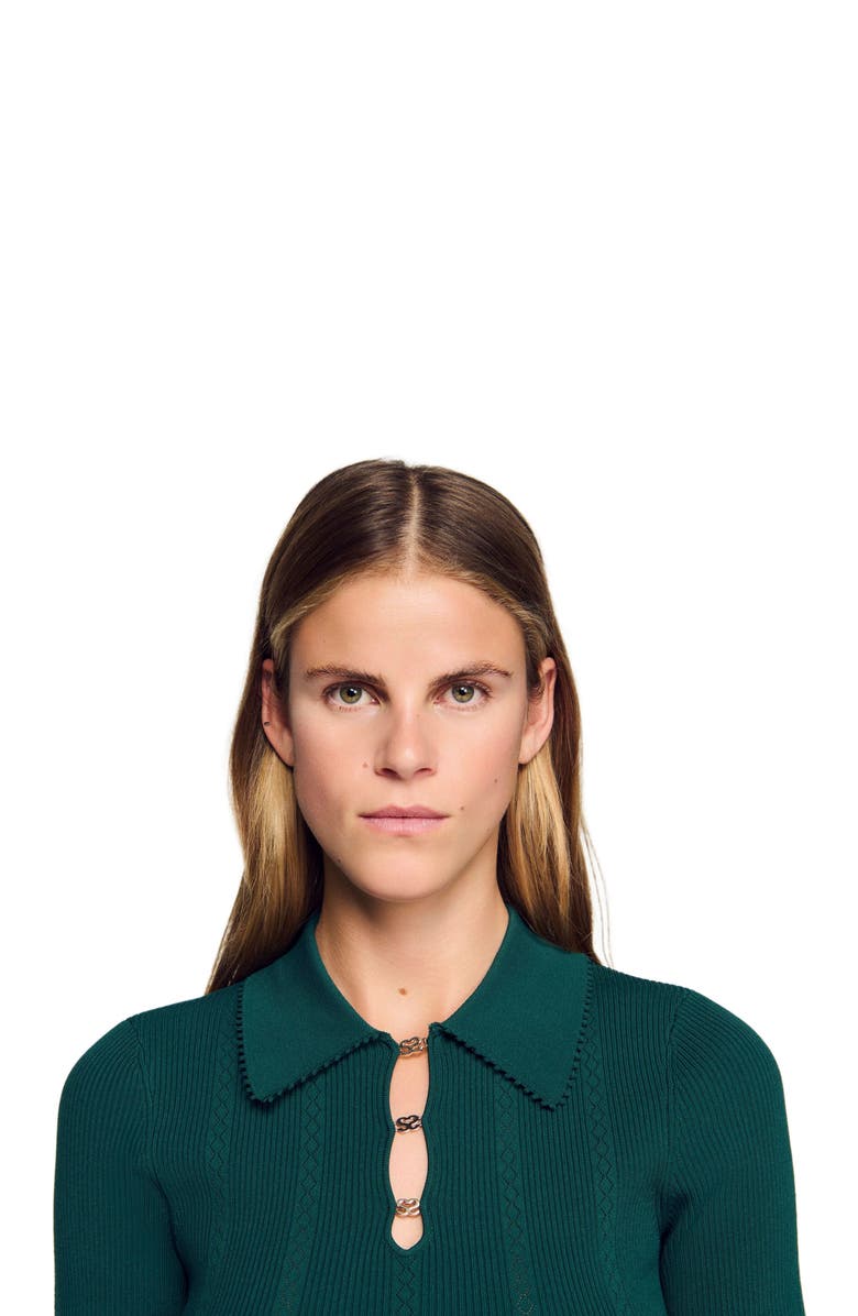 SANDRO Polo sweater, Alternate, color, Dark Green