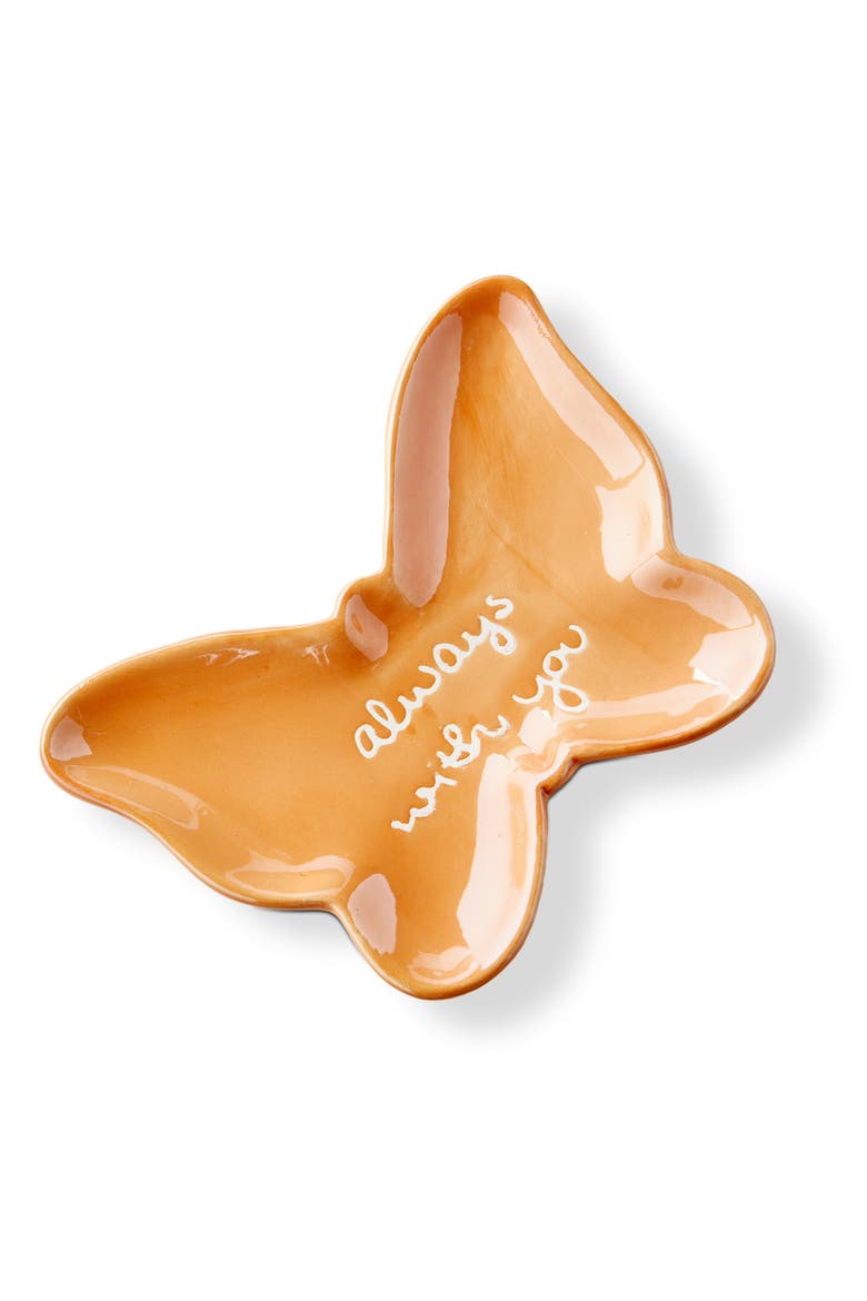 Always With You Butterfly Earthenware Trinket Dish Orange 4.75x0.5x3.75 in, Main, color, Orange