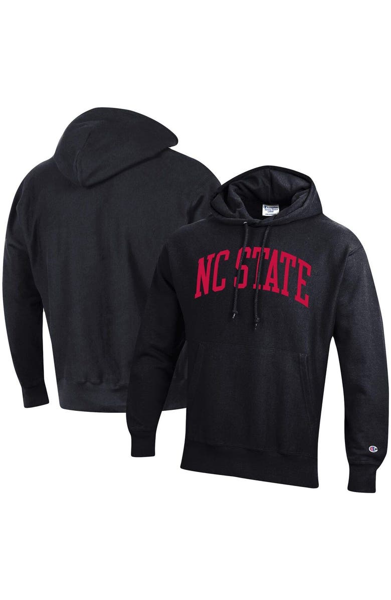 Champion Men's Champion Black NC State Wolfpack Team Arch Reverse Weave Pullover Hoodie, Main, color, 