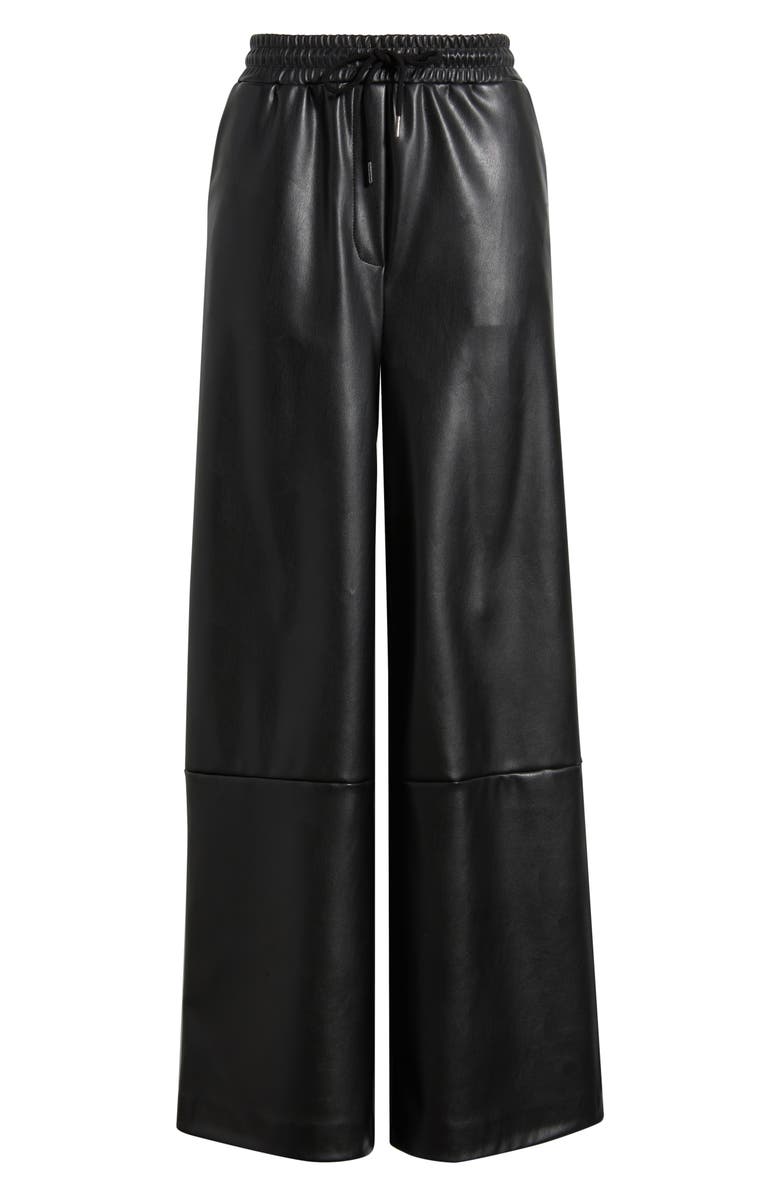 ICHI Ihzoma Faux Leather Pants, Alternate, color, Black