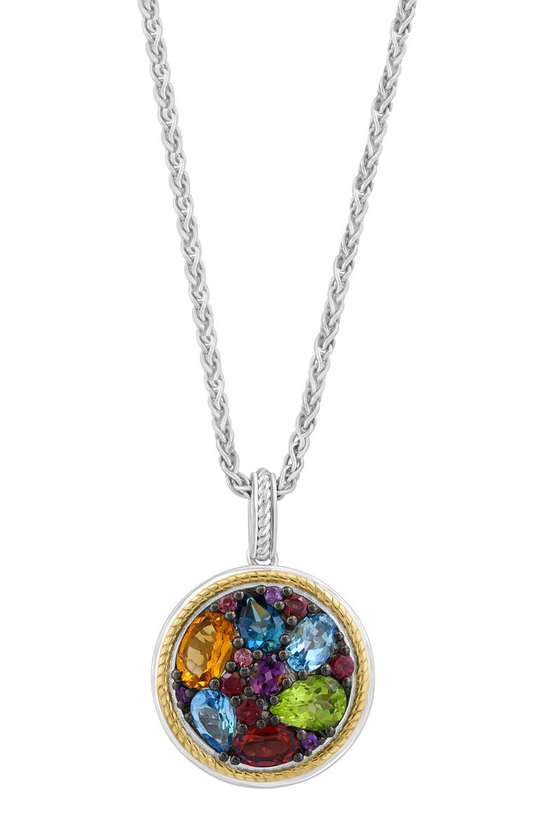 Sterling Silver & 14K Gold Semiprecious Stone Pendant Necklace, Alternate, color, MULTI