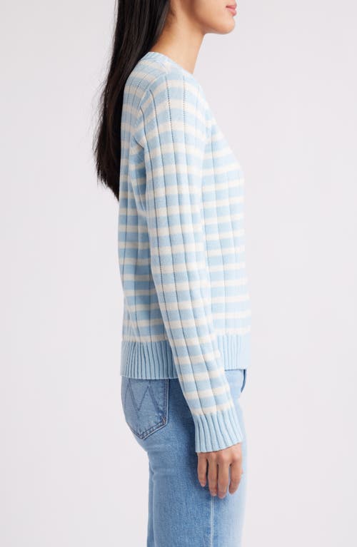Caslon ® Stripe Crewneck Rib Sweater In Blue