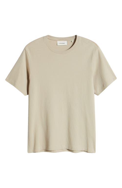 Frame Duo Fold Long Sleeve Cotton Crew T-shirt In Light Beige