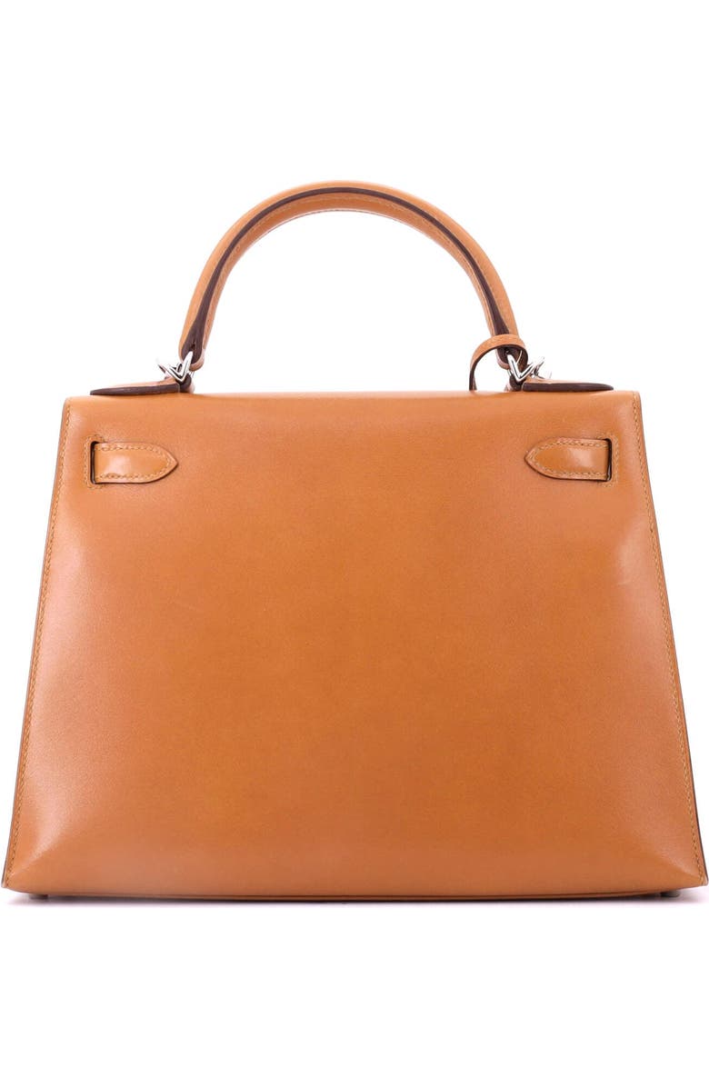 Pre-Owned Hermes Kelly Handbag Brown Box Calf with Palladium Hardware 28, Alternate, color,
