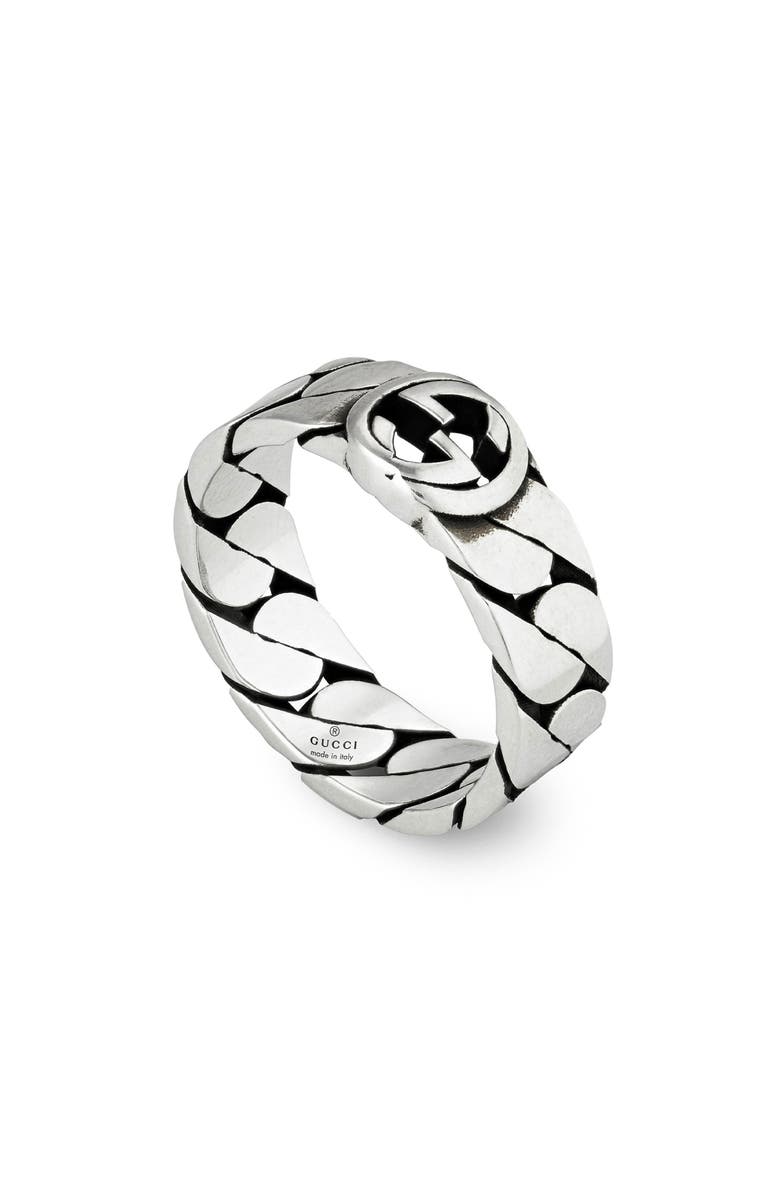 Gucci Interlocking-G Sterling Silver Ring, Alternate, color, 