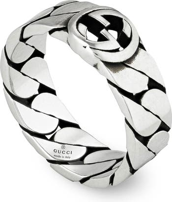 ★人気★ Gucci Interlocking G Ring Black Silver Gucci Gucci silver ring interlocking double g metallic black