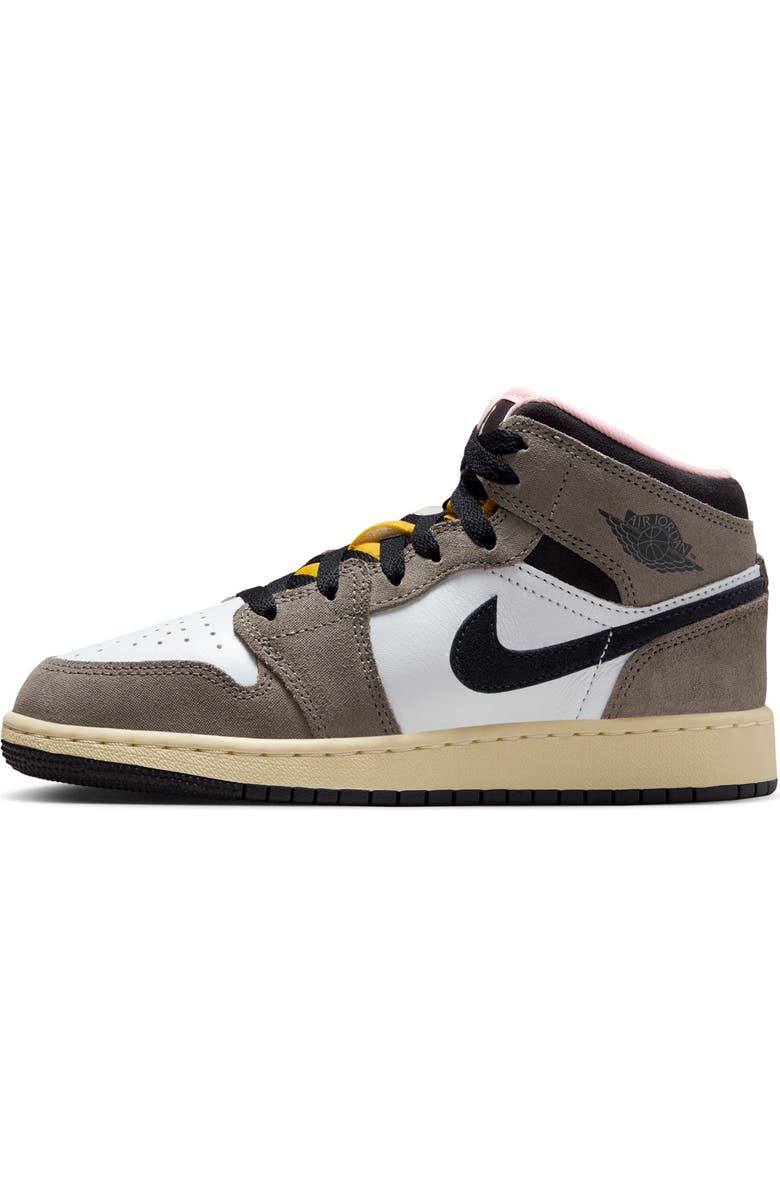 Nike Kids' Air Jordan 1 Mid Sneaker, Alternate, color, White/ Grey/ Cave Stone