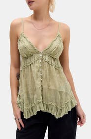 BDG Urban Outfitters Clara Embroidered & Ruffle Trim Camisole