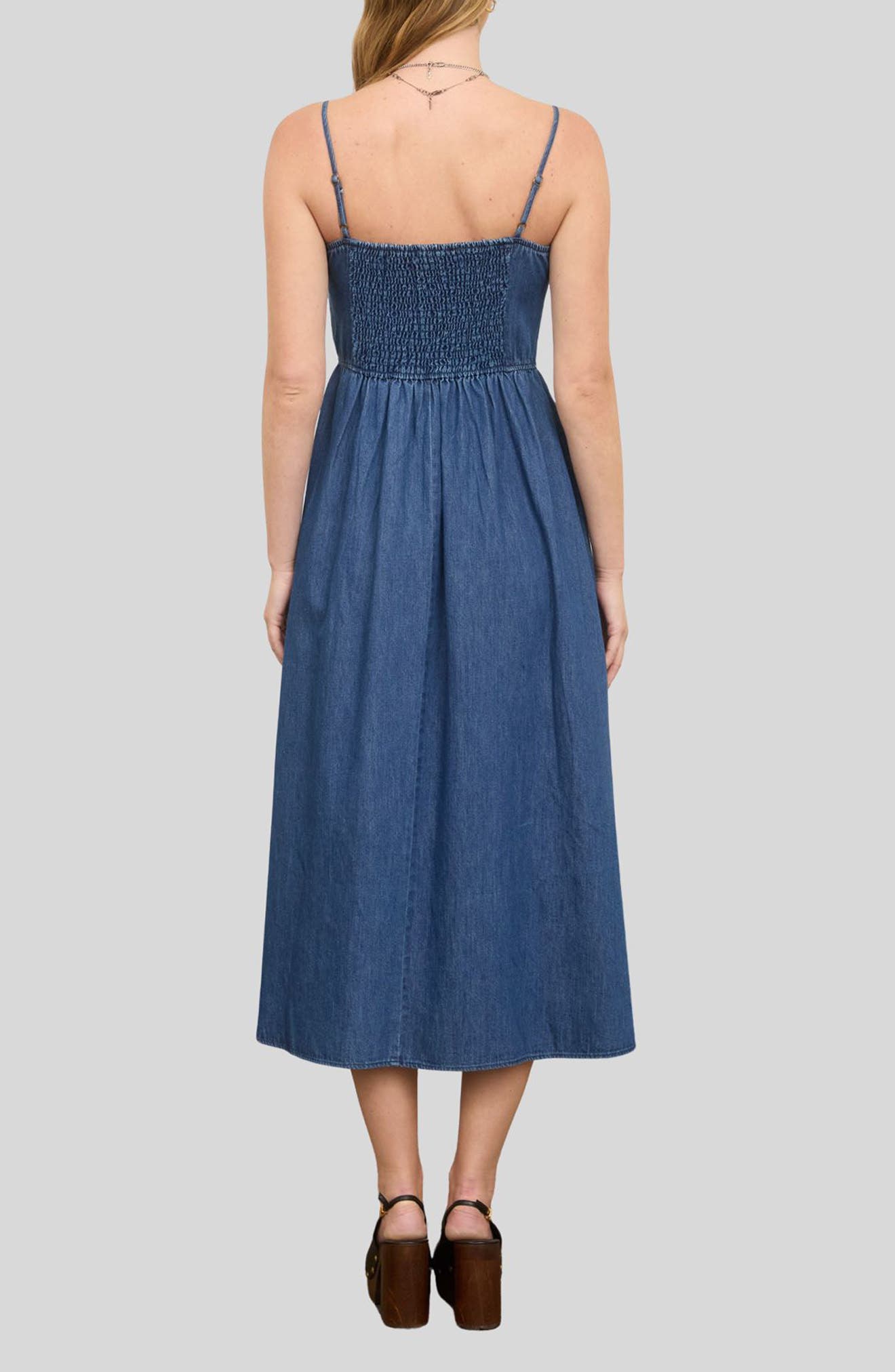 Bow Strap Denim Dress - image 2