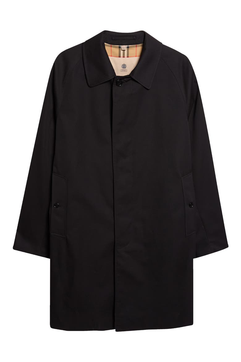 Camden Mid Length Cotton Gabardine Car Coat, Alternate, color, BLACK