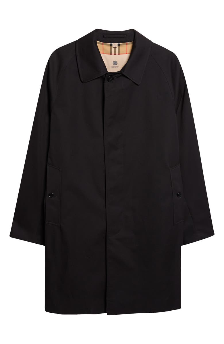 Burberry Camden Mid Length Cotton Gabardine Car Coat, Alternate, color, Black