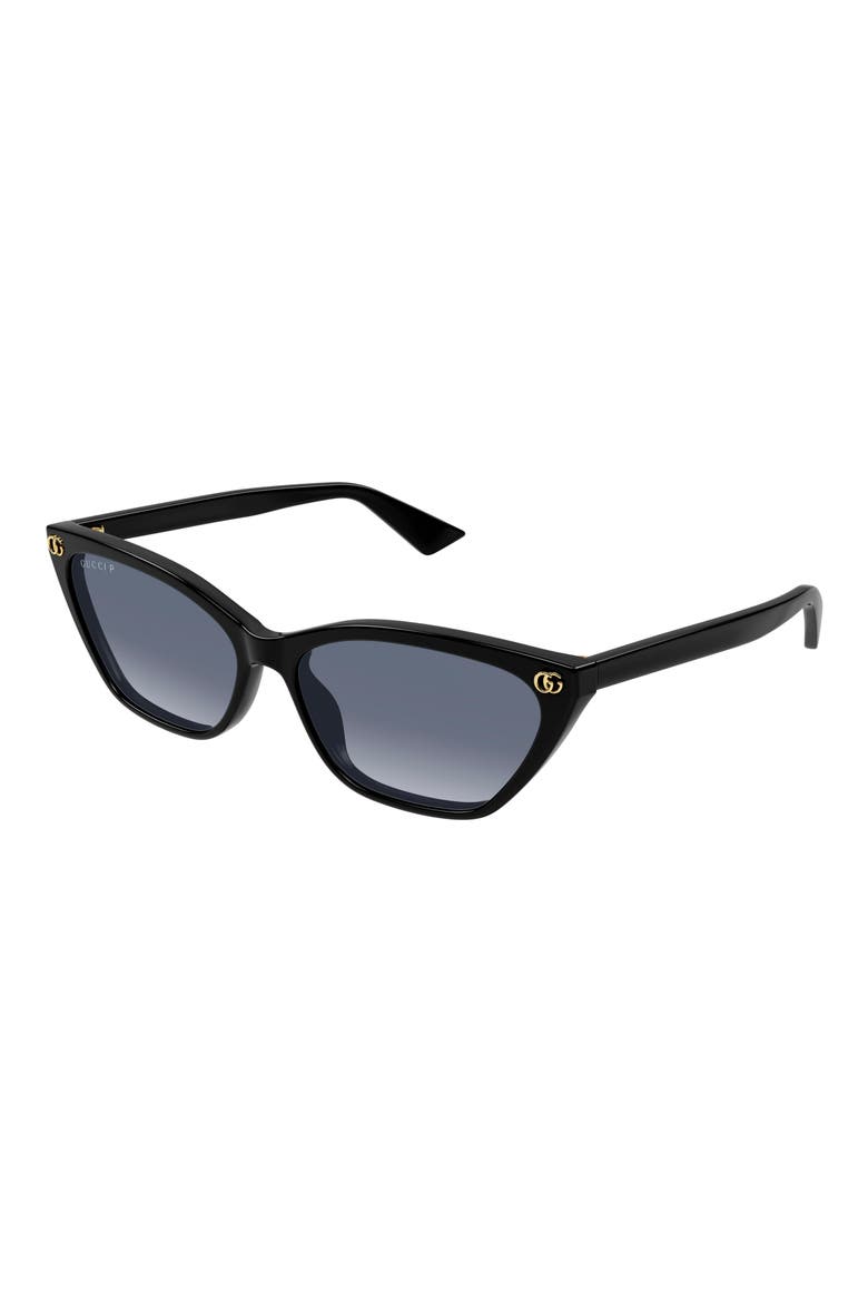 58mm Gradient Cat Eye Sunglasses, Alternate, color, BLACK