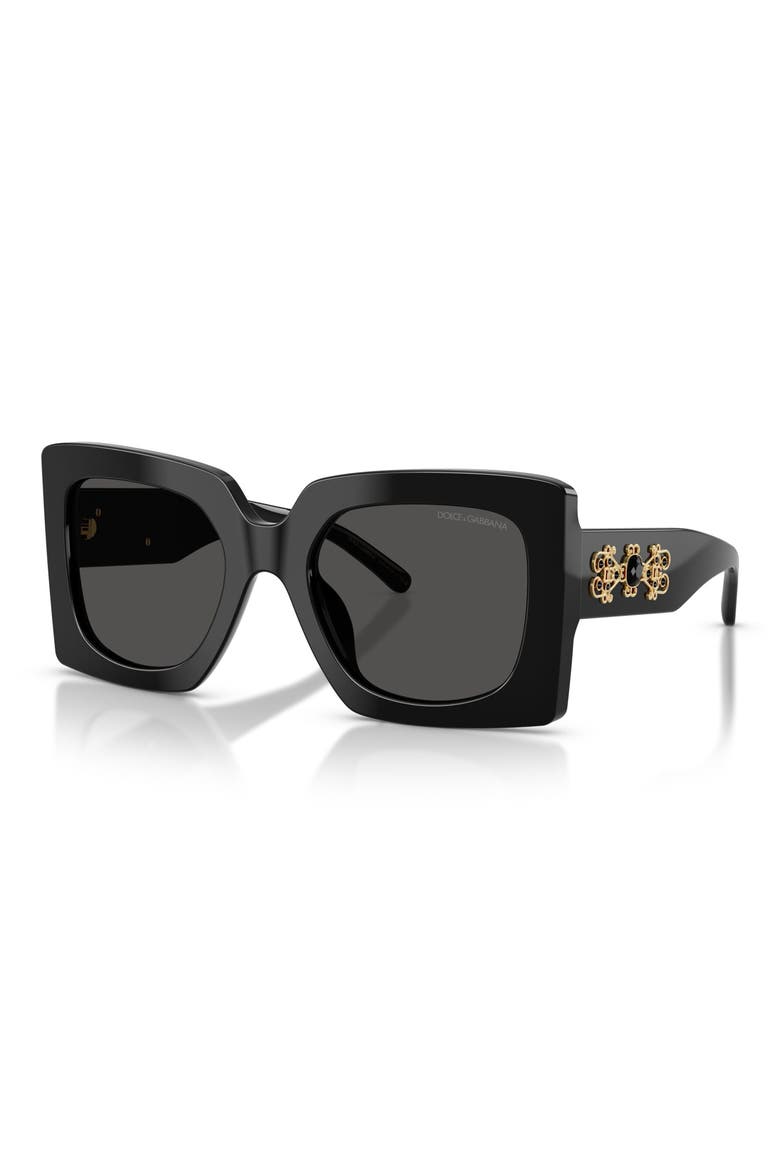 54mm Square Sunglasses, Alternate, color, BLACK / DARK GREY