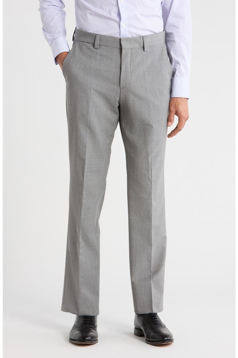 Virgin Wool Blend Flat Front Dress Pants, Main, color, DARK GREY