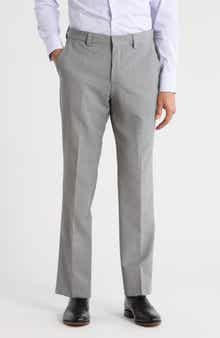 BOSS Virgin Wool Blend Flat Front Dress Pants