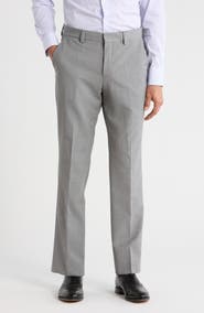 BOSS Virgin Wool Blend Flat Front Dress Pants