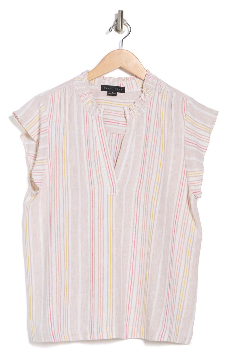 Sanctuary Split Neck Tunic Top, Alternate, color, Patio Stripe