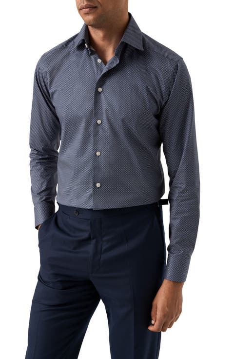 Contemporary Fit Geometric Print Organic Cotton Dress Shirt (Regular & Big)