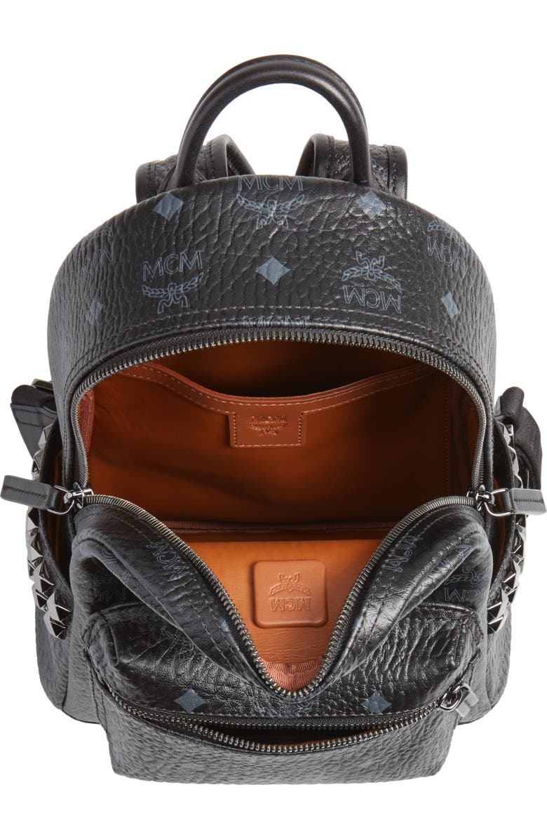 MCM Mini Stark Side Stud Coated Canvas Backpack, Alternate, color,