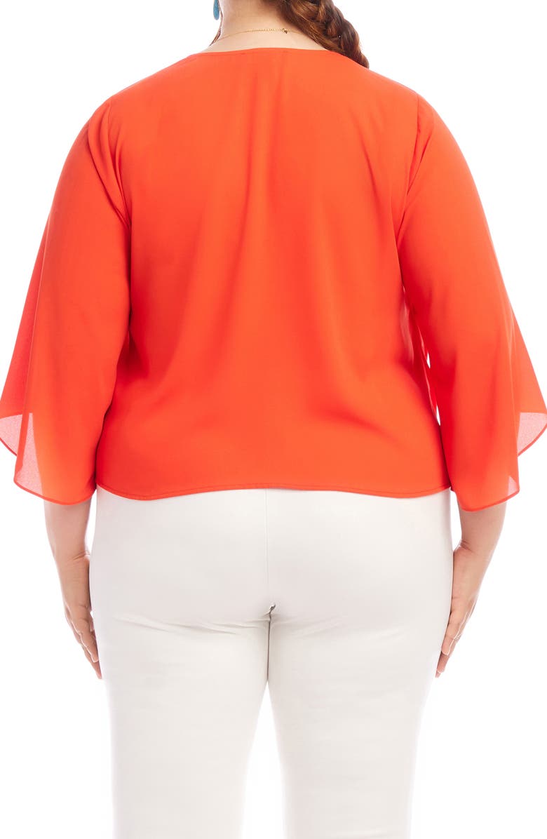 Karen Kane Surplice Drape Front Crepe Top, Alternate, color, Bright Orange