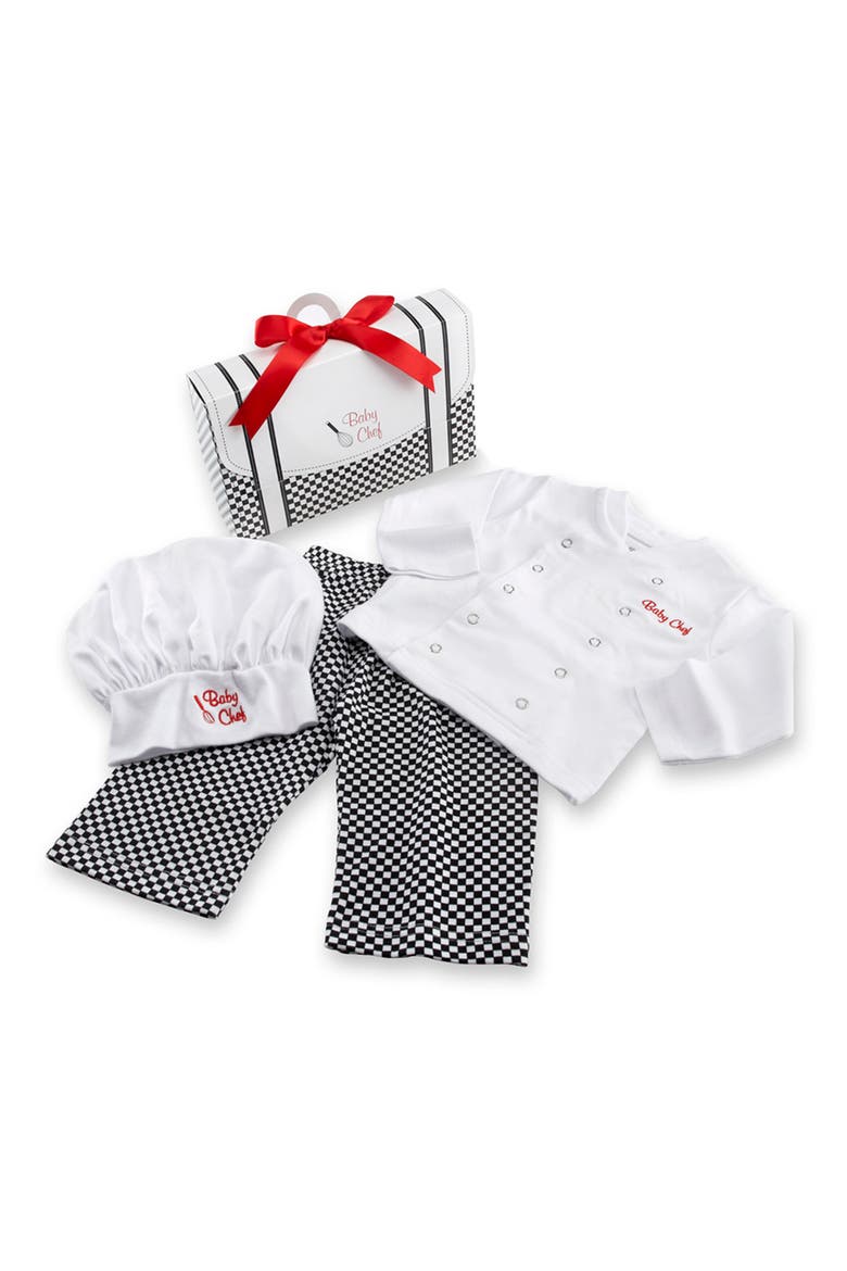 Big Dreamzzz Chef 3-Piece Cotton Top, Pants & Hat Gift Set, Alternate, color, WHITE