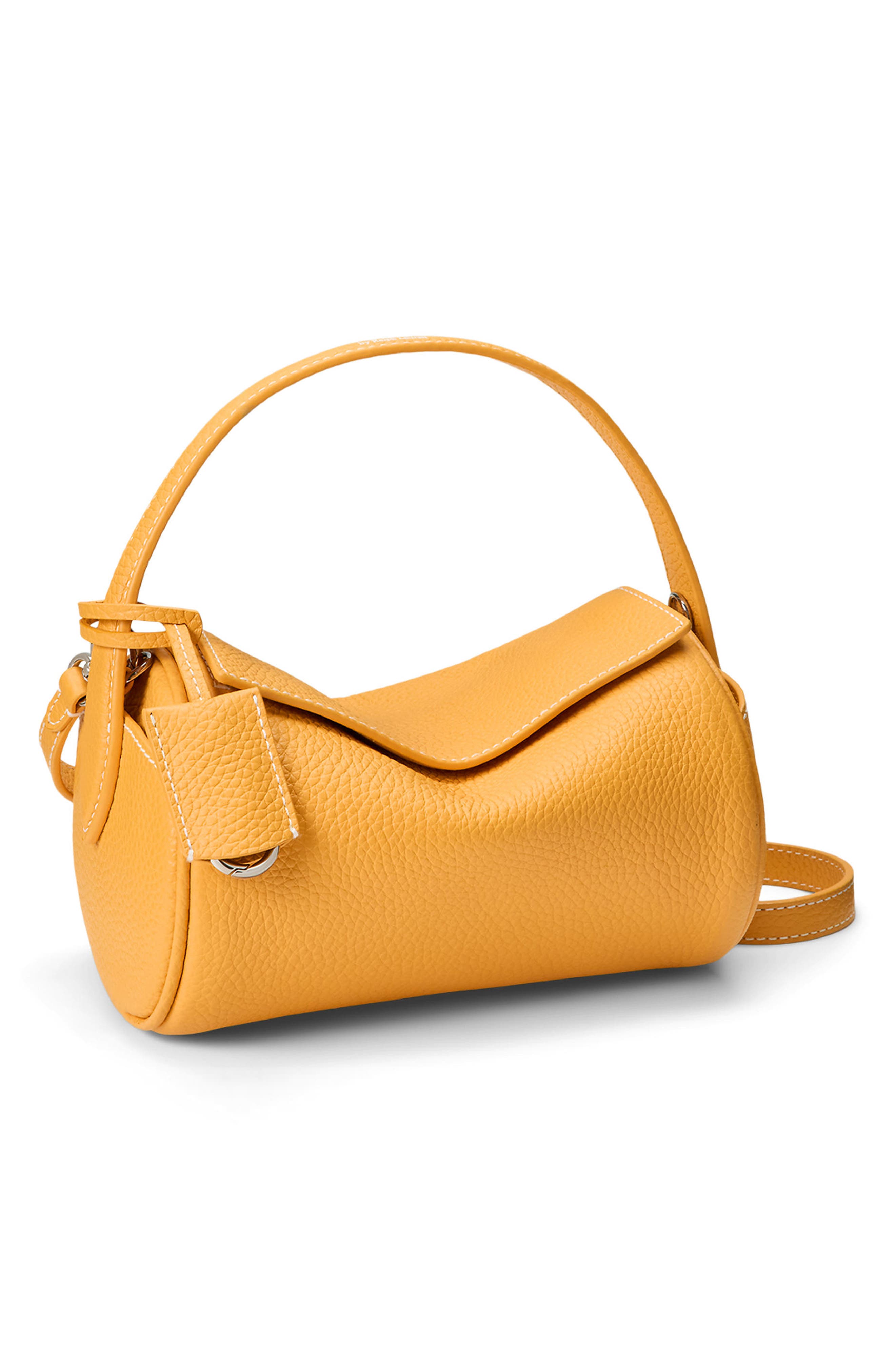 Mini Pebble Leather Shoulder Bag, Alternate, color, MANGO