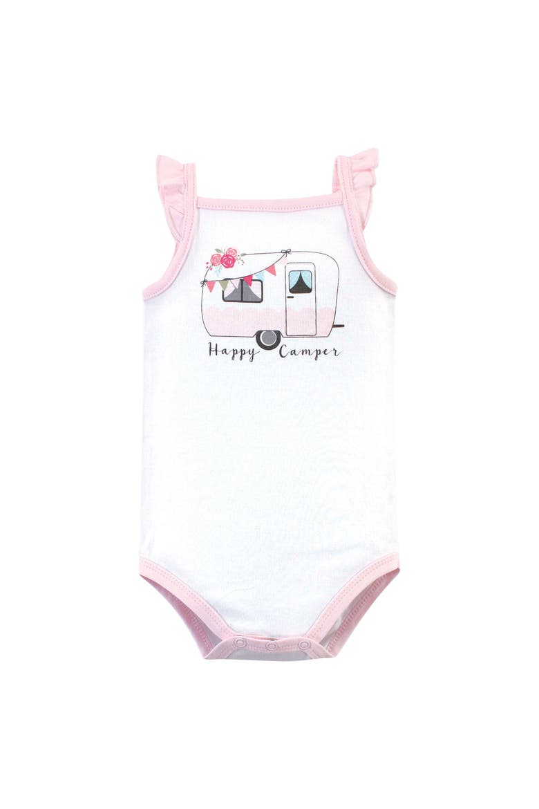 Soft Cotton Sleeveless Infant Bodysuits, Alternate, color, Pink Happy Camper